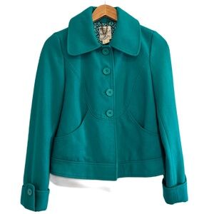 Anthropologie Tulle Women’s Green Wool Blend Coat Size Small